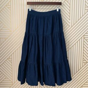 Vintage Sage in Bloom by Pam Layne  Denim Tiered Skirt western cowgirl country M